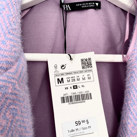 Zara Purple Cropped Fuzzy Blazer Sweater (NWT) - Picture 6 of 7